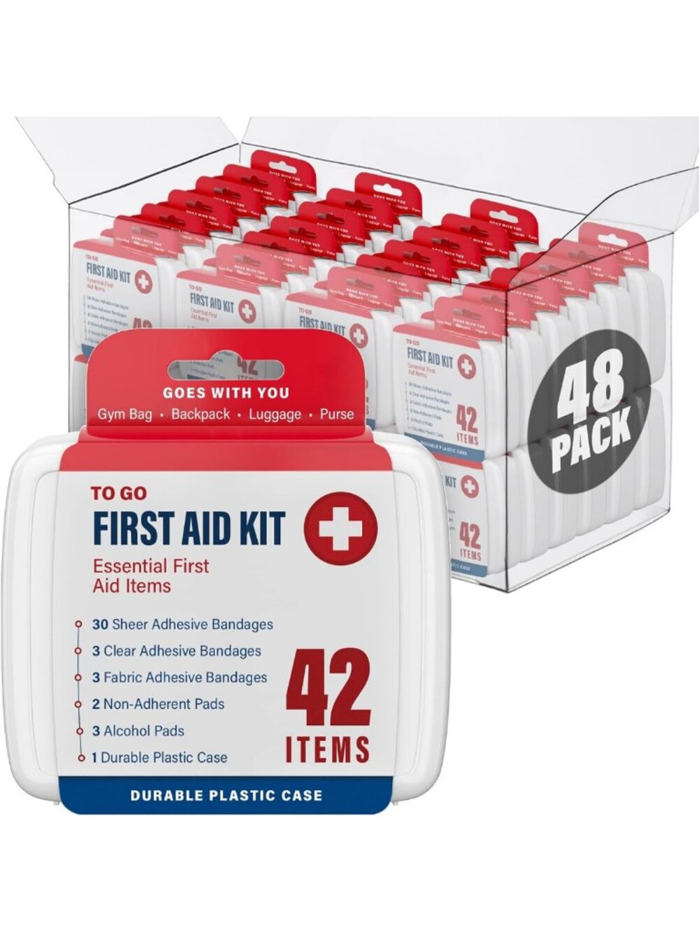2000-Piece First Aid Kit - 48 Boxes for Travel, Home, Camping & Emergencies